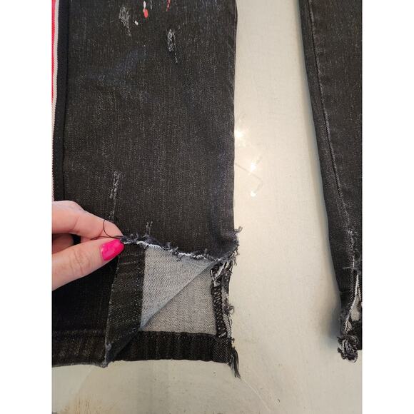 Kilogram Black Wash Denim Jeans Splattered Paint SZ 38 - Picture 10 of 13